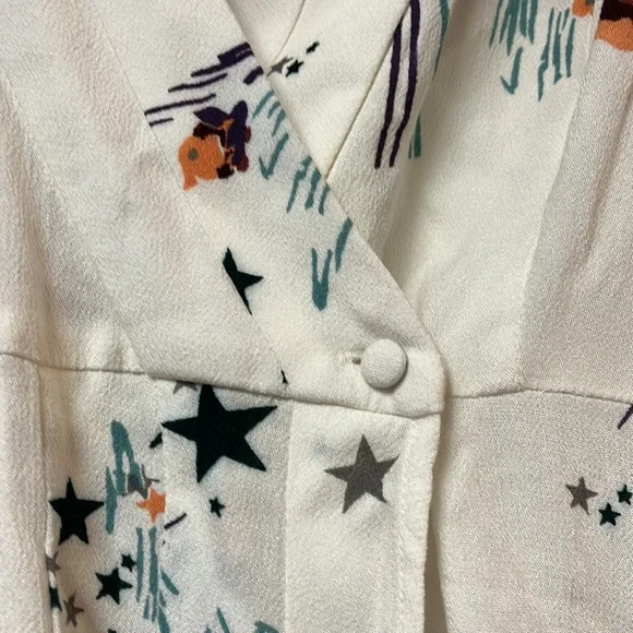 Free People Ivory Floral Print Wrap Blouse/Tunic XS - Picture 4 of 5